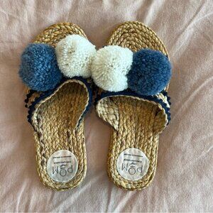 POM Open Toe Straw Sandal Size 6